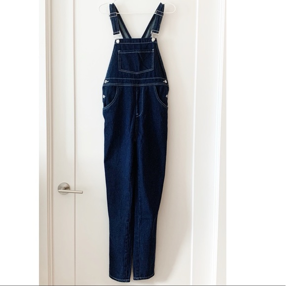 WEWOREWHAT Denim Basic Overalls Dark Wash - Picture 13 of 14
